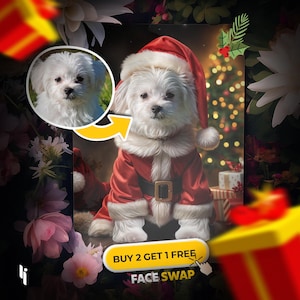 Custom Realistic Christmas Pet Portrait, Personalized Portraits,Christmas Pet Portrait from, Christmas Dog Portrait, Cat Portrait, Pet Gifts