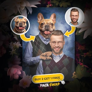 Custom Step Brothers, Pet and Owner Poster, Funny Portrait, Family Gift Ideas, Gifts For Her, Christmas Gifts, Poster, Pet Portrait
