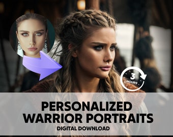 Custom Woman Vikings Warrior Realistic Portrait, Personalized Portraits, Custom Viking Portrait from Photo,Historical Portrait,Viking family