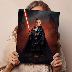 Benutzerdefinierte Star Wars Kinder Porträt vom Foto | Personalisierte Jungen Geschenk | Jedi Ritter Leinwand