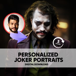 Aangepast realistisch Joker-portret, gepersonaliseerde portretten, Joker-portret van foto, aangepaste realistische Joker Face Swap-avatar, Joker
