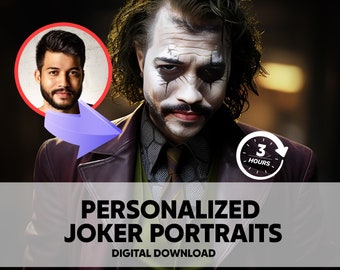 Custom Realistic Joker Portrait, Personalized Portraits, Joker Portrait from Photo, Custom Realistic Joker Face Swap Avatar, Joker