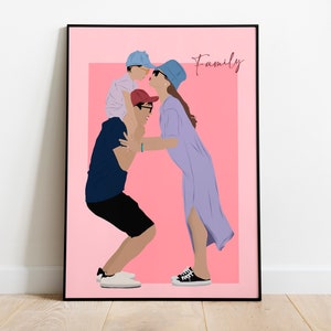 Indywidualny portret bez twarzy, portret z kreskówek, niestandardowa ilustracja, wydruk portretu bez twarzy, portret pary, prezent dla chłopaka, jak najszybciej
