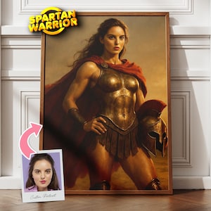 Custom Spartan Woman Portrait from Photo, Personalized Portraits, Warrior Woman Portrait, Custom Portrait, Mother&#39;s Day Gift, Gift For Her