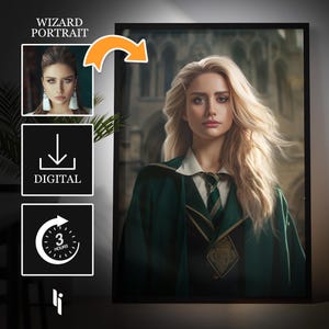 Custom Wizard Portrait, Portrait from photo, Magician Portrait, Mother&#39;s Day Gift, Best Friend Gift, Witch Portrait, Personalized Portraits