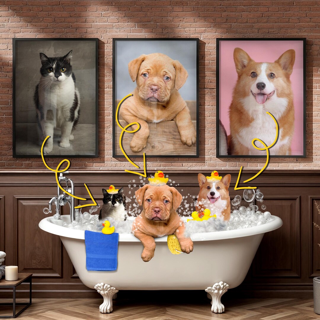 Custom Bathroom Pet Wall Art, Custom Bathroom Dog Wall Art, Pet in ...