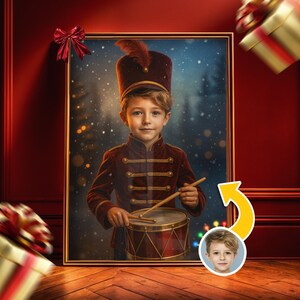 Portrait de soldat casse-noisette personnalisé pour enfants, illustration d'enfant de Noël personnalisée, thème soldat de plomb