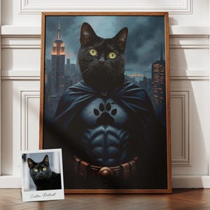 Portrait personnalisé d&#39;animal de compagnie de super-héros, portraits de chien drôles, portrait de super-héros, cadeau pour les fans de super-héros, cadeau pour propriétaire d&#39;animal de compagnie, cadeau portrait de chien chauve-souris