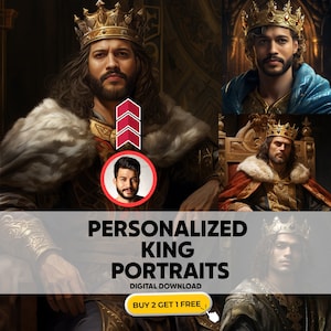 Personalized Historical King Portrait, Personalized Gifts, Portrait from Photo, Historical Portrait, Royal, Portrait, Father's Day Gifts