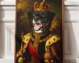 Custom Royal Pet Portrait, Renaissance King Dog (Digital)