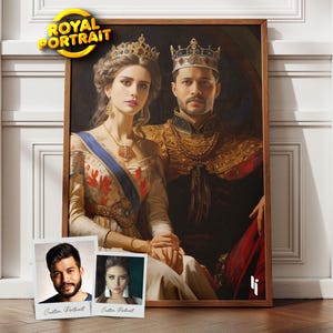 Benutzerdefinierte königliches Paar Porträt vom Foto, Renaissance Porträt, Historisches Porträt, Königliches Porträt, Bestes Geschenk für Paar, Vatertagsgeschenk