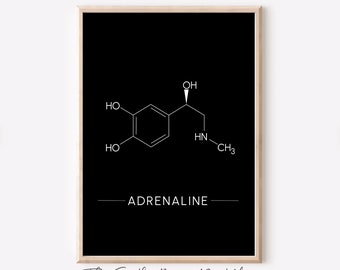 Chemische Verbindung Wandbild Geschenk Adrenalin Kunstdruck Print Minimalistisch Poster Download Molekül Chemische Formel Deko Wohnzimmer