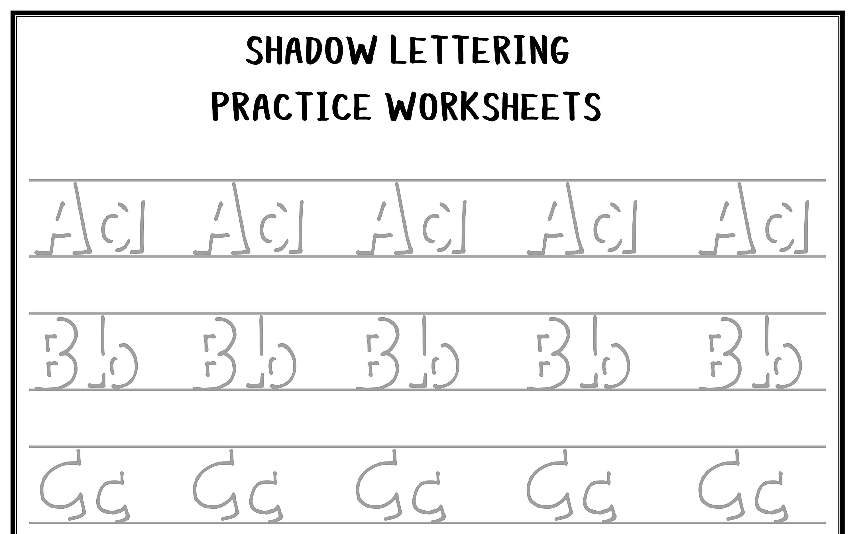 Shadow Lettering Practice Worksheets Easy and (Instant Download) - Etsy
