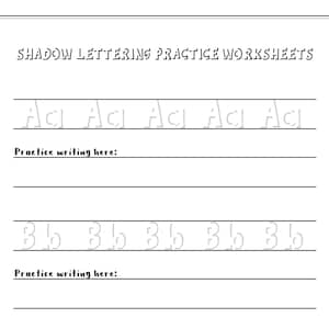 Shadow Lettering Practice Worksheets | Easy and Simple | Digital Download