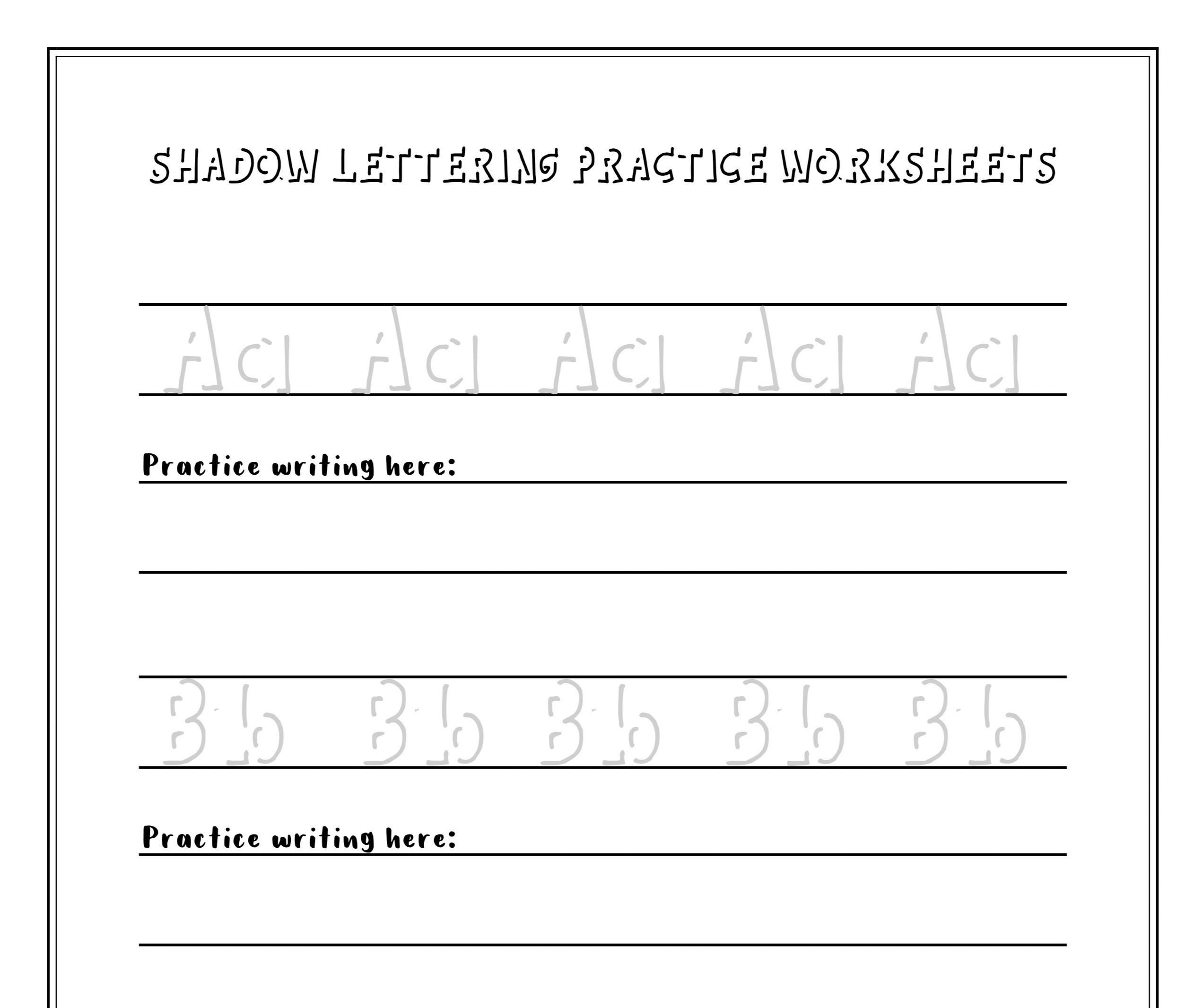 Shadow Lettering Practice Worksheets | Easy and Simple | Digital ...