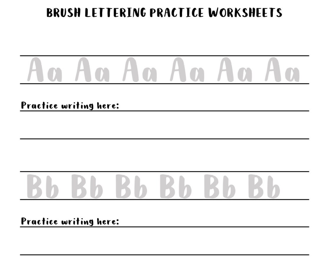 Brush Lettering Practice Worksheets | Digital Download - Etsy