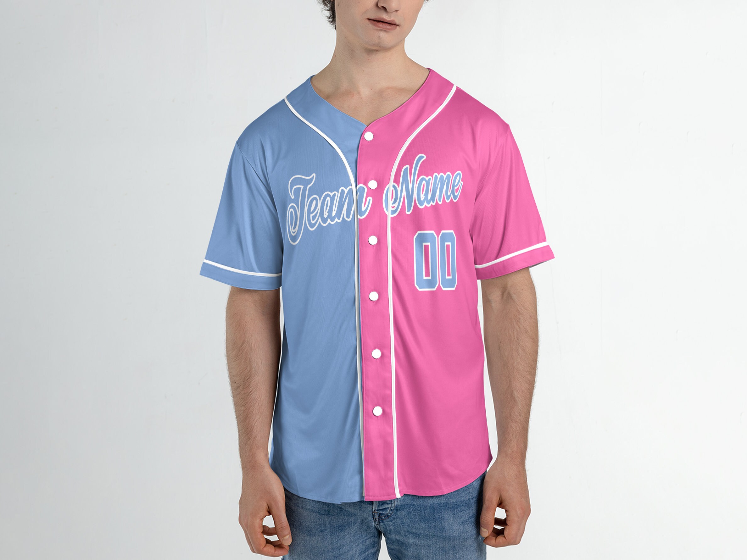 Personalized Pink Fashion Baseball Jersey, Custom Unisex Polyester Soccer Jersey Shirts