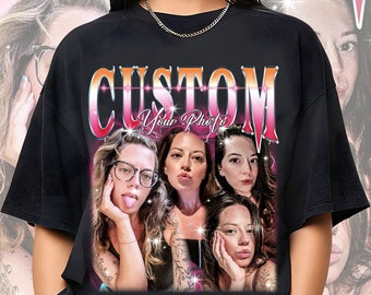 Custom Bootleg Rap Tee ,90s Retro Shirt,Insert Your Name Photo Design,Personalized Custom Boyfriend Girlfriend Shirt Valentine's Day Gift