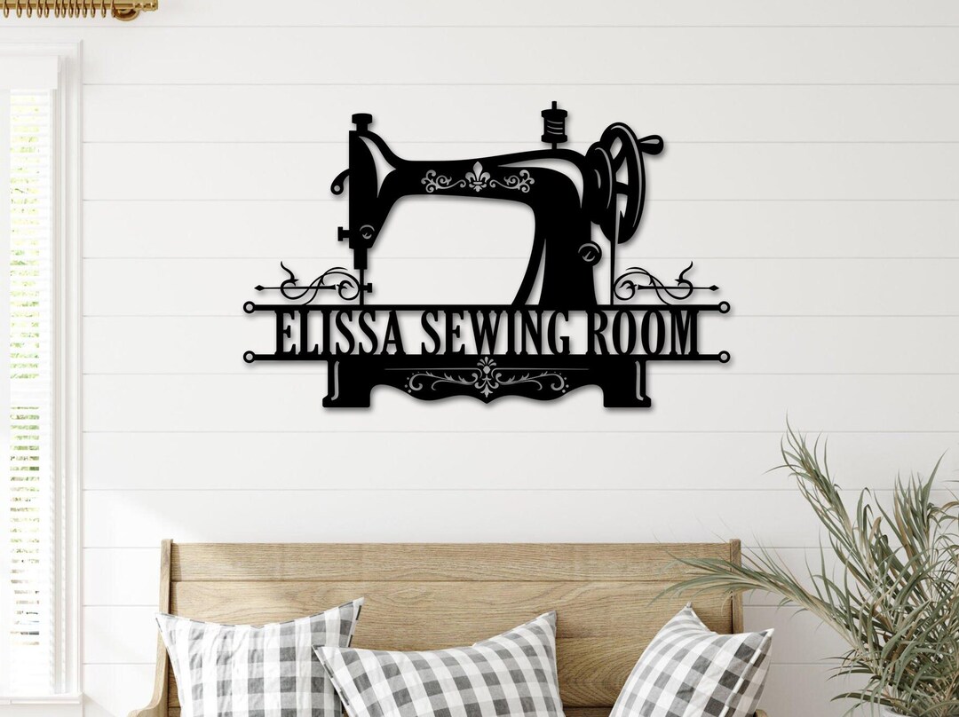 Personalized Machine Room Metal Sign Vintage Quilting Sign Custom Name