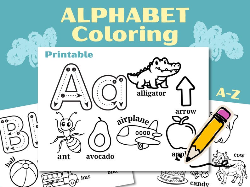 Preschool Alphabet Coloring Pages A-Z, Kindergarten Letter Recognition ...