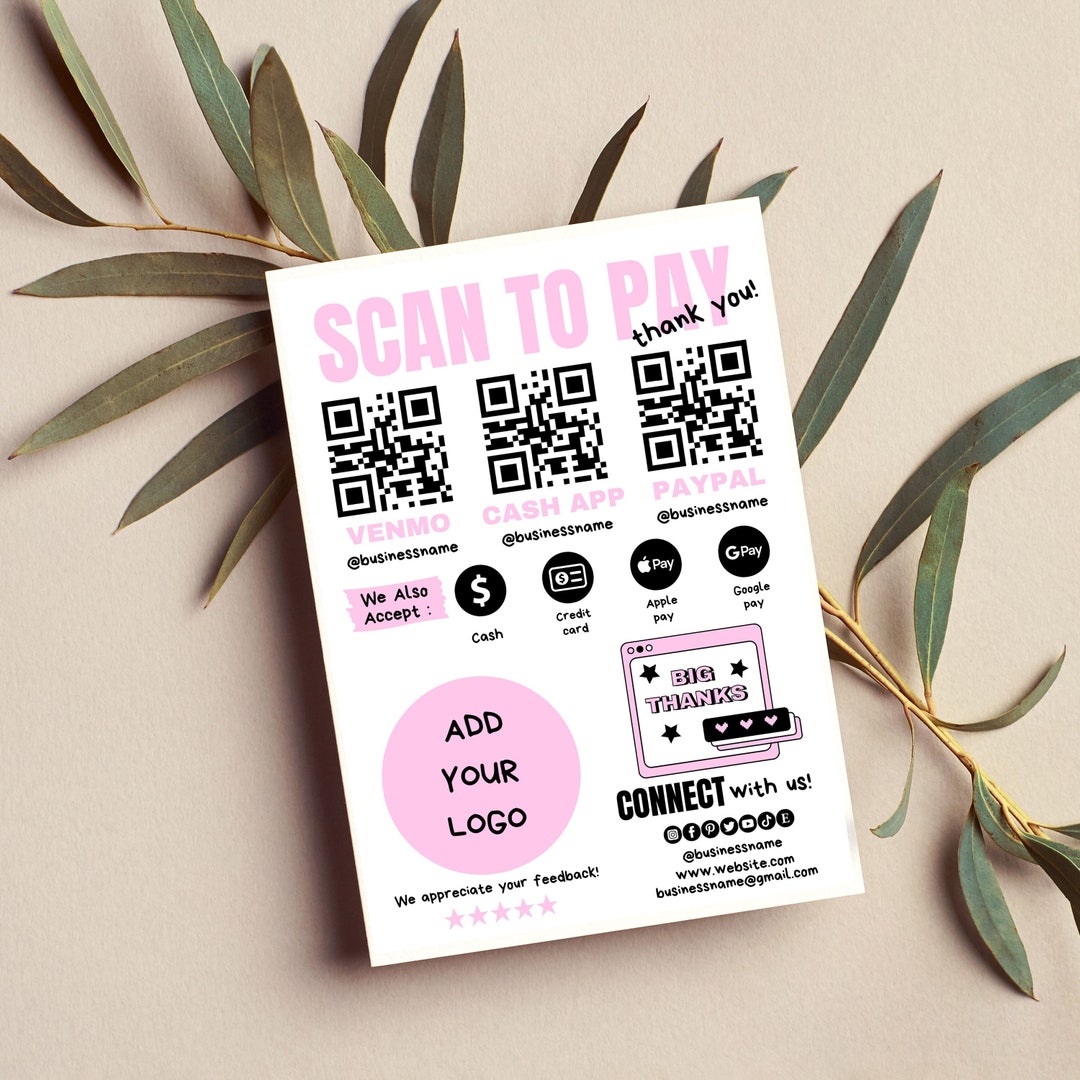 Editable Scan to Pay Template QR Code Sign Template Scan to - Etsy