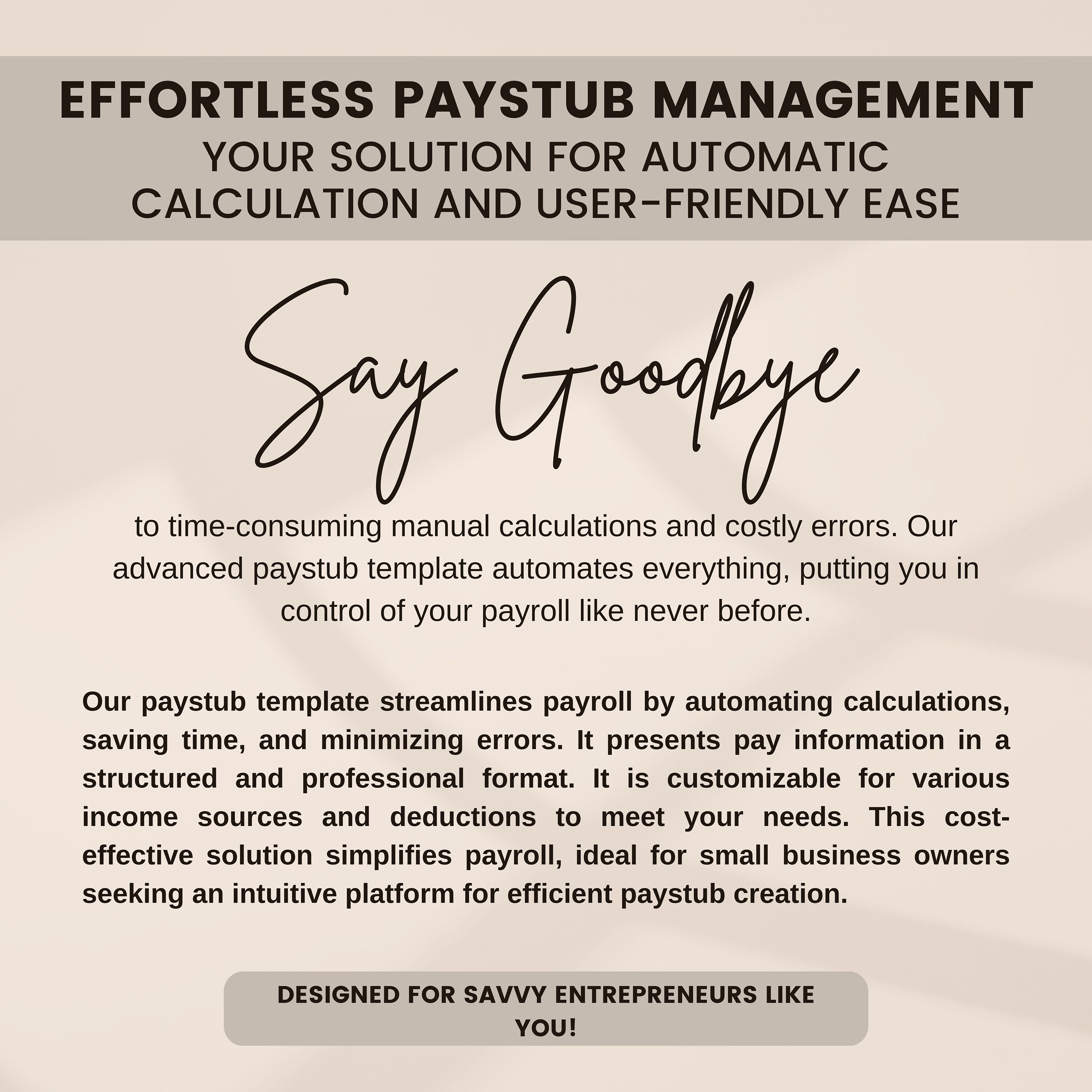 Easy to Use Paystub Template for Small Business, Editable Paystub ...