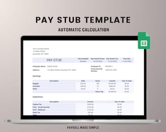 Easy To Use Paystub Template For Small Business, Editable Paystub Template With Automatic Calculation, Printable Earnings Statement