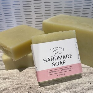 Handmade Unscented Soap Bar - Natural, Gentle for Sensitive Skin.