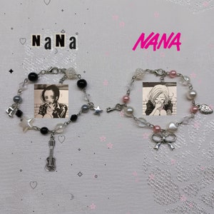 Nana Bracelet, Hachi Bracelet, Anime Bracelet, black Bracelet, Pink Bracelet, Friendship Bracelet, Nana Charm, Nana, Hachi, Nana Anime