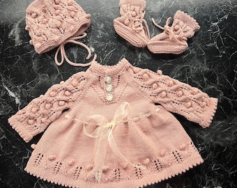 Robe Bébé Fille Tricotée - Style Espagnol - Taille 3 Mois - Neuf Avec Étiquettes
