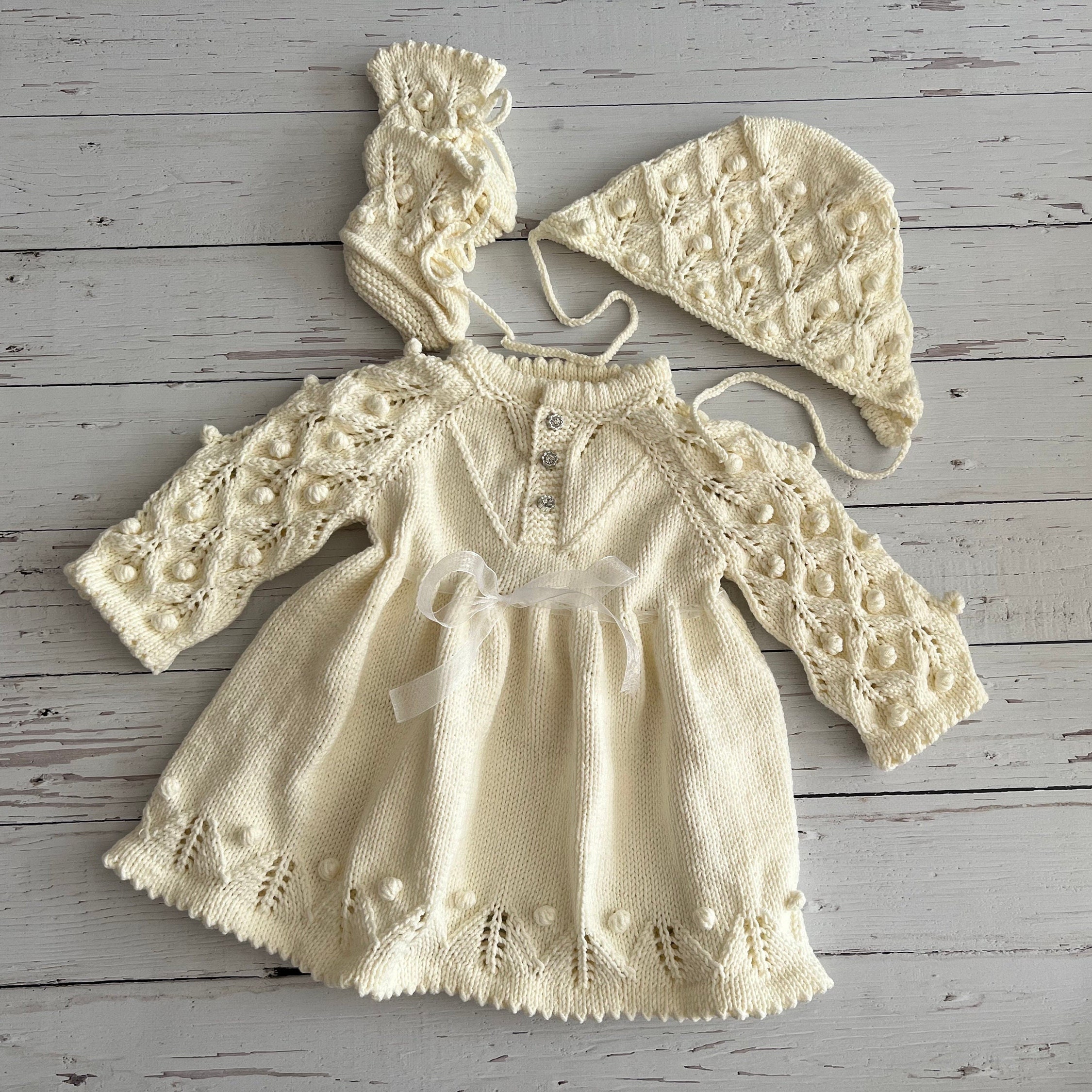 Hand knitted top baby dresses