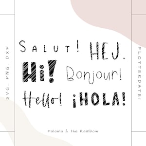Fichier traceur | Salutations internationales | Traçage | fichier numérique pour traceurs | Modèle de sérigraphie | Cliparts | SVG PNG DXF