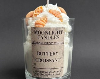 Duftkerze „BUTTERY CROISSANT“ im Glasgefäß (250 ml) — Kerze im Glas — Scented candle — Handgefertigte Kerze — Duft