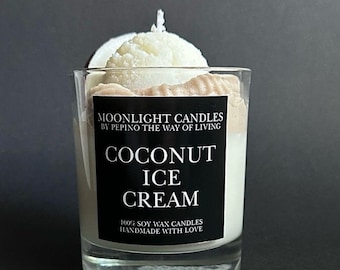 Duftkerze „COCONUT ICE CREAM“ im Glasgefäß (300 ml) — Kerze im Glas — Scented candle — Handgefertigte Kerze — Duft