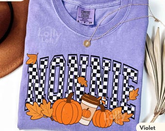Comfort Colors Checkered Nonnie Fall Shirt: Thanksgiving Tee