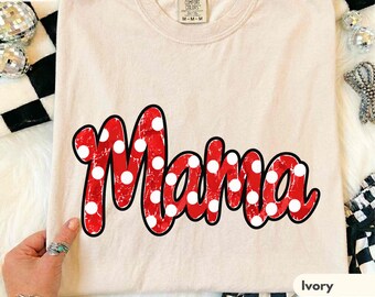 Mama Christmas Shirt, COMFORT COLORS®, Polka Dot Mama Tee, Festive Mom T-Shirt, Christmas Mom Gift