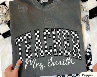 COMFORT COLORS® Custom Checkered Teacher Shirt Back To School Gift For New Teacher First Day Of School Shirt Teacher Appreciation Gift Tee