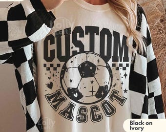 Custom Checkered Soccer Shirt, COMFORT COLORS® Tee, Personalize Your Gameday Team Mascot And Colors