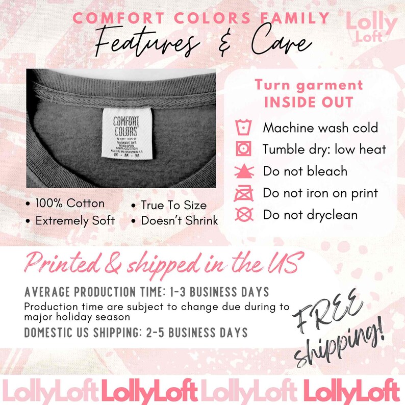 May include: A gray Comfort Colors sweatshirt with a tag, featuring care instructions and fabric details. The text includes "100% Cotton", "Extremely Soft", "True To Size", and "Doesn't Shrink". Washing instructions are also provided.
