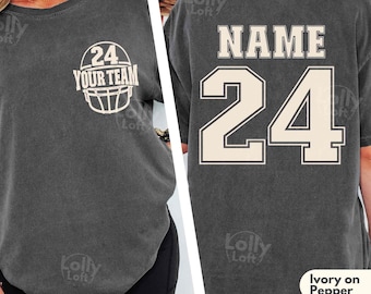 Custom Football Shirt COMFORT COLORS® Custom Football T Shirt Your Number Shirt Game Day Shirt Football Number Matching Family Gift Tee