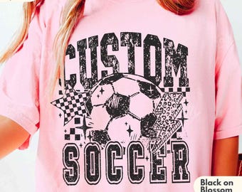 Custom Checkered Soccer Season Shirt COMFORT COLORS® Personalize Your Team Name And Color