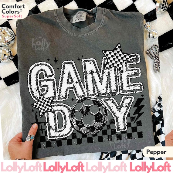 Retro Checkered Soccer Mom Comfort Colors Tee - Distressed Game Day Shirt