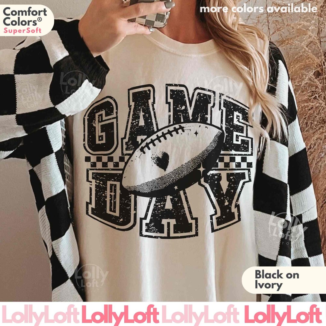 Retro Checkered Football Shirt, COMFORT COLORS® Game Day Tee - Etsy