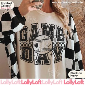 Retro Checkered Baseball Shirt: COMFORT COLORS® Game Day Tee