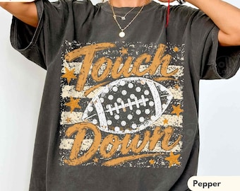 Touchdown Football Shirt, Polka Dot Football Tee, Retro Game Day Shirt, Comfort Colors Football Season Tee