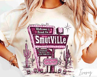 Western Bookish Shirt SMUTVILLE COMFORT COLORS® Book Lover Graphic Tee Retro Book Shirt Country Bookish Tshirt Book Addict Cowgirl Book Gift