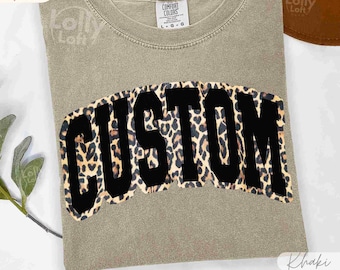 COMFORT COLORS® Custom Cheetah Shirt Leopard Print Shirt Varsity TShirts Custom Name shirt Custom Text shirt College custom tees Retro shirt