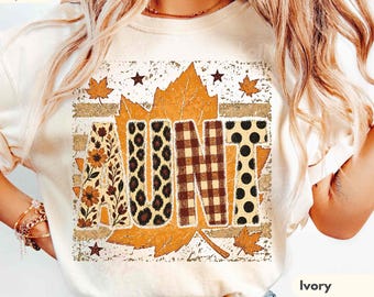 Fall Aunt Shirt, Leopard Plaid Autumn Auntie Tee, Floral Patchwork Aunt Shirt, Comfort Colors Thanksgiving Tee