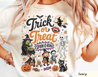Trick or Treat Shirt, Retro Halloween Graphic Tee, Cute Spooky Season Shirt, Comfort Colors Halloween Tee