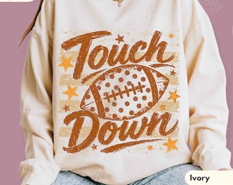 Touchdown Football Sweatshirt, Polka Dot Football Crewneck, Retro Game Day Sweater, Football Fan Gift